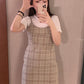 迷你格仔吊帶裙♥