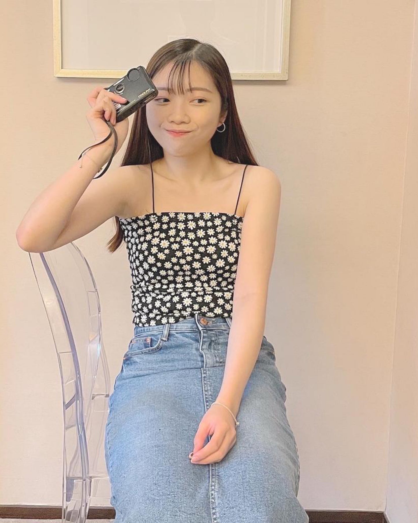 小皺菊吊帶背心♥