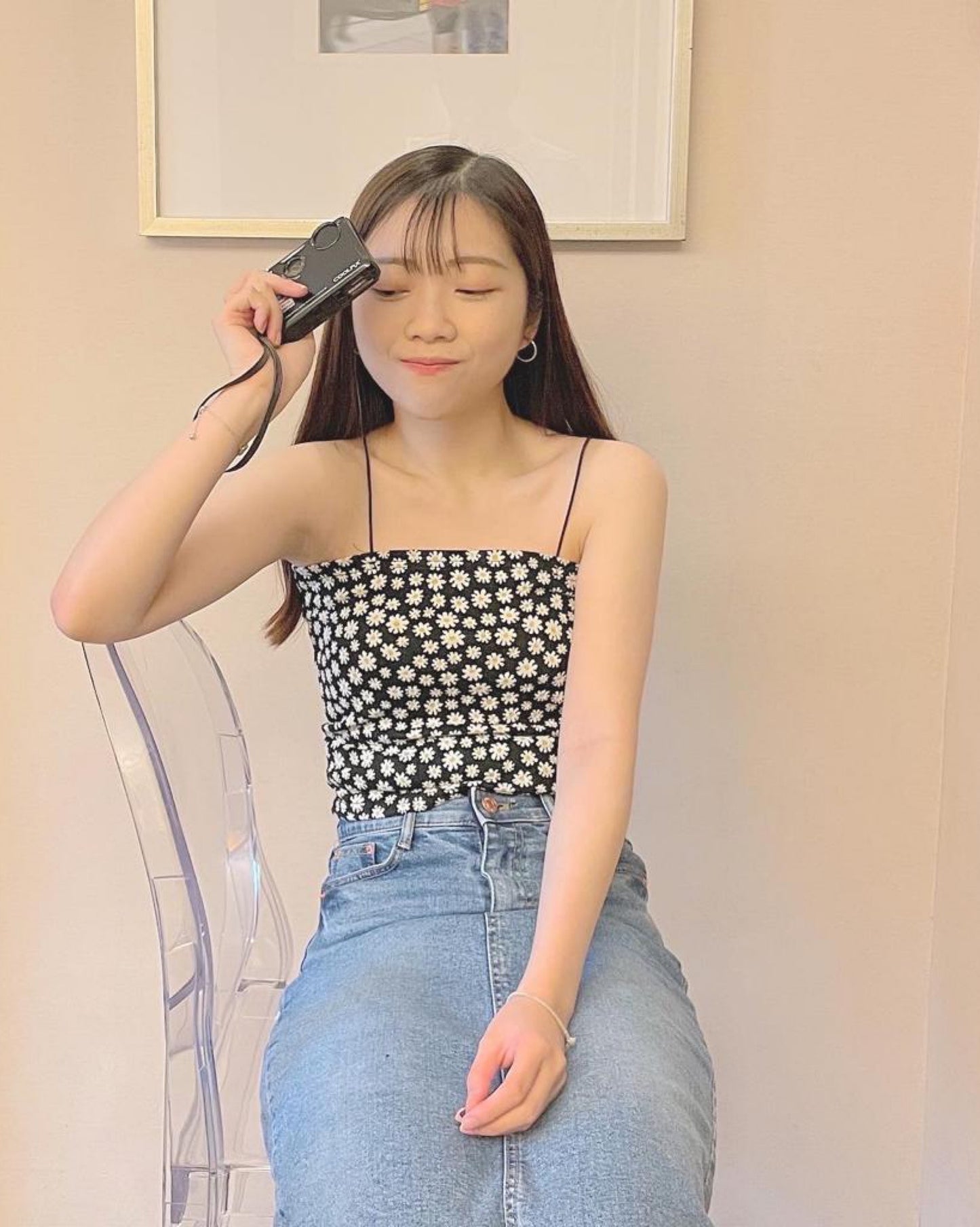 小皺菊吊帶背心♥