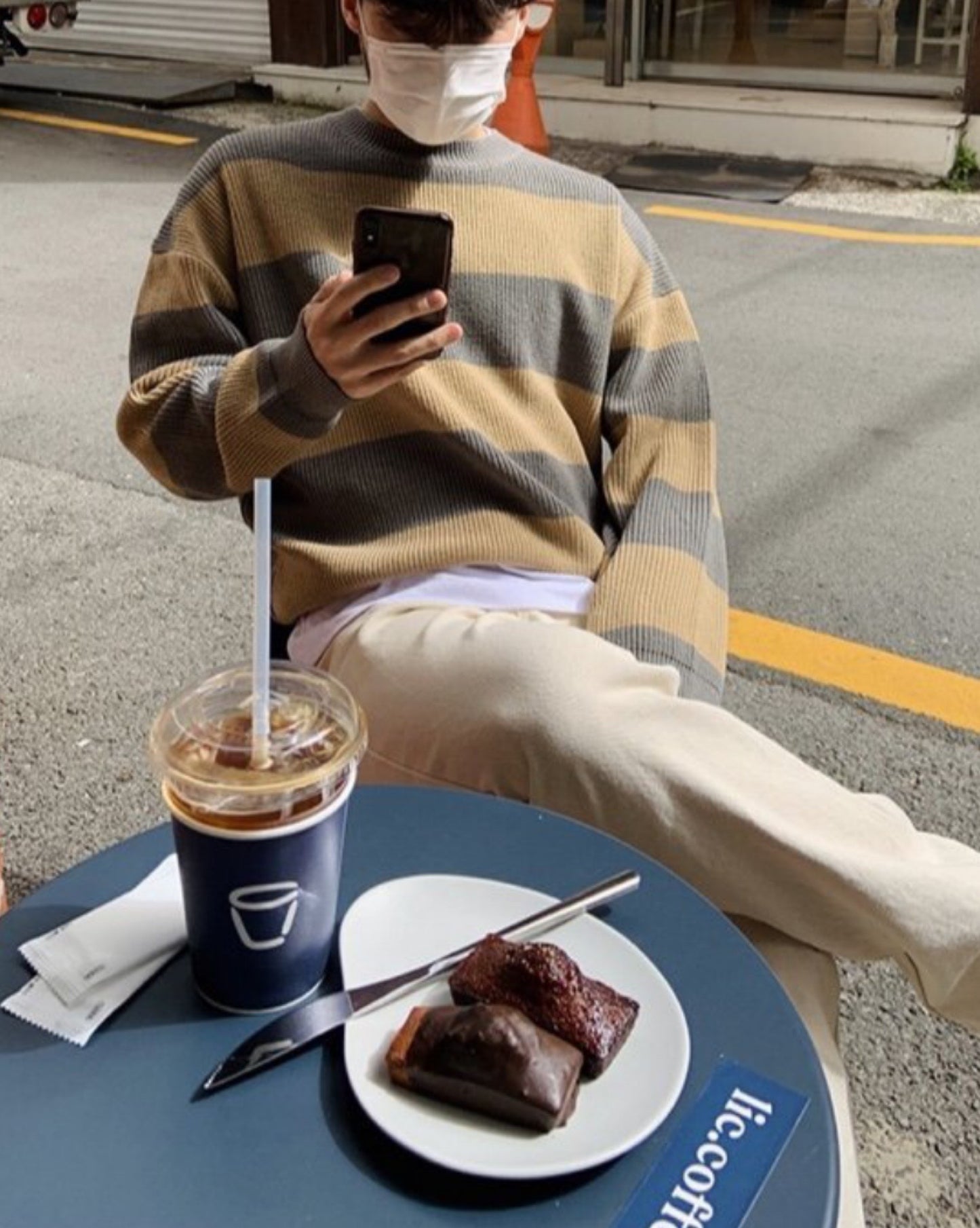 拼色針織上衣♥