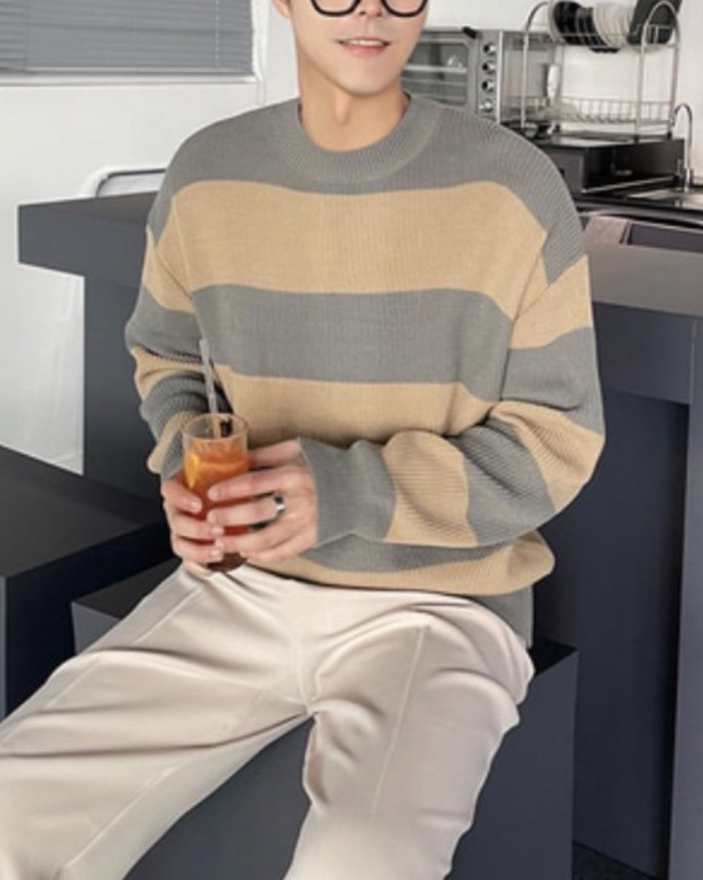 拼色針織上衣♥