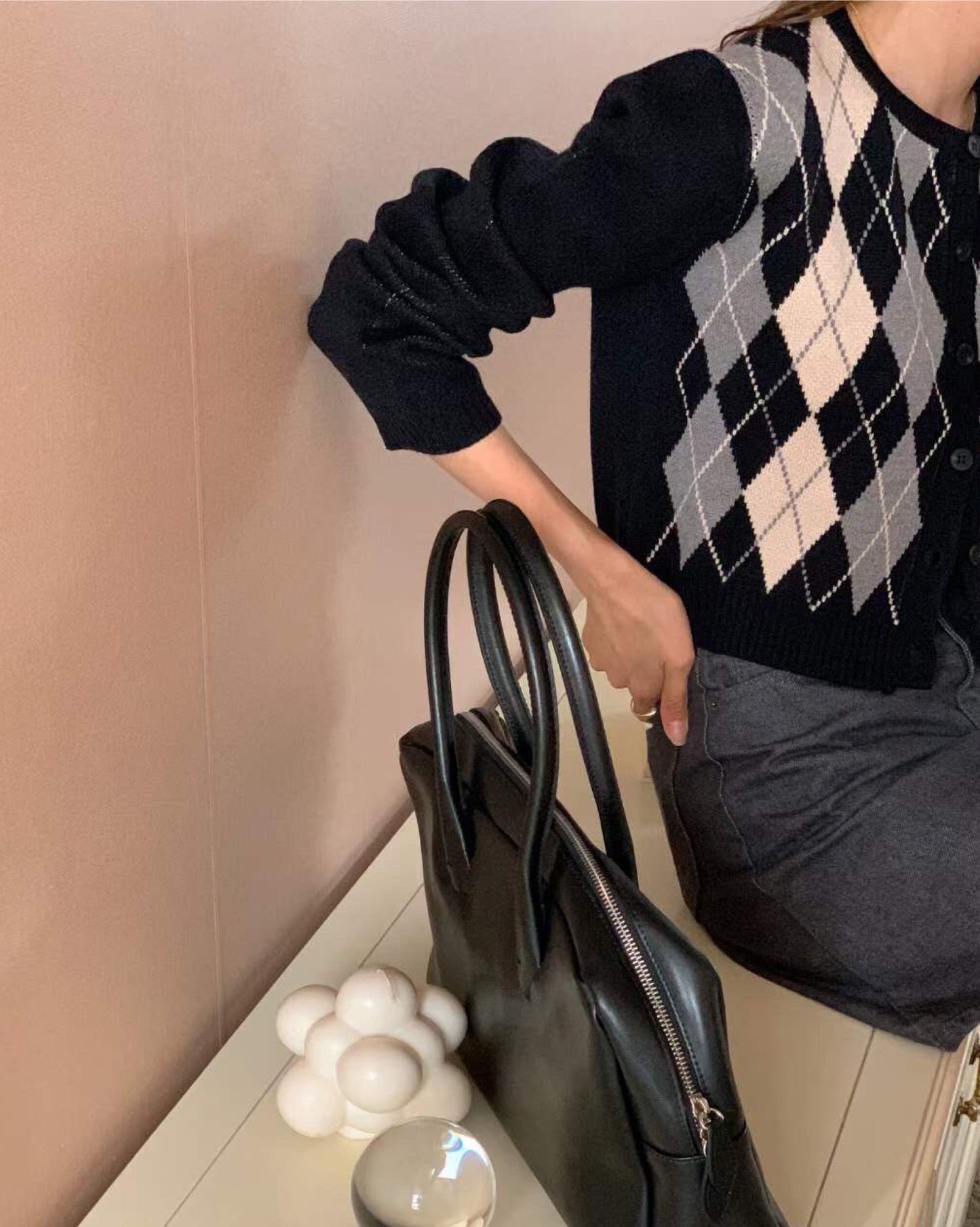 【美美菱格.ᐟ.ᐟ】菱格針織小外套