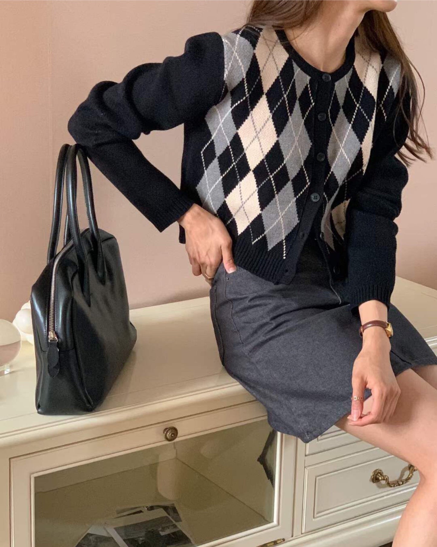 【美美菱格.ᐟ.ᐟ】菱格針織小外套