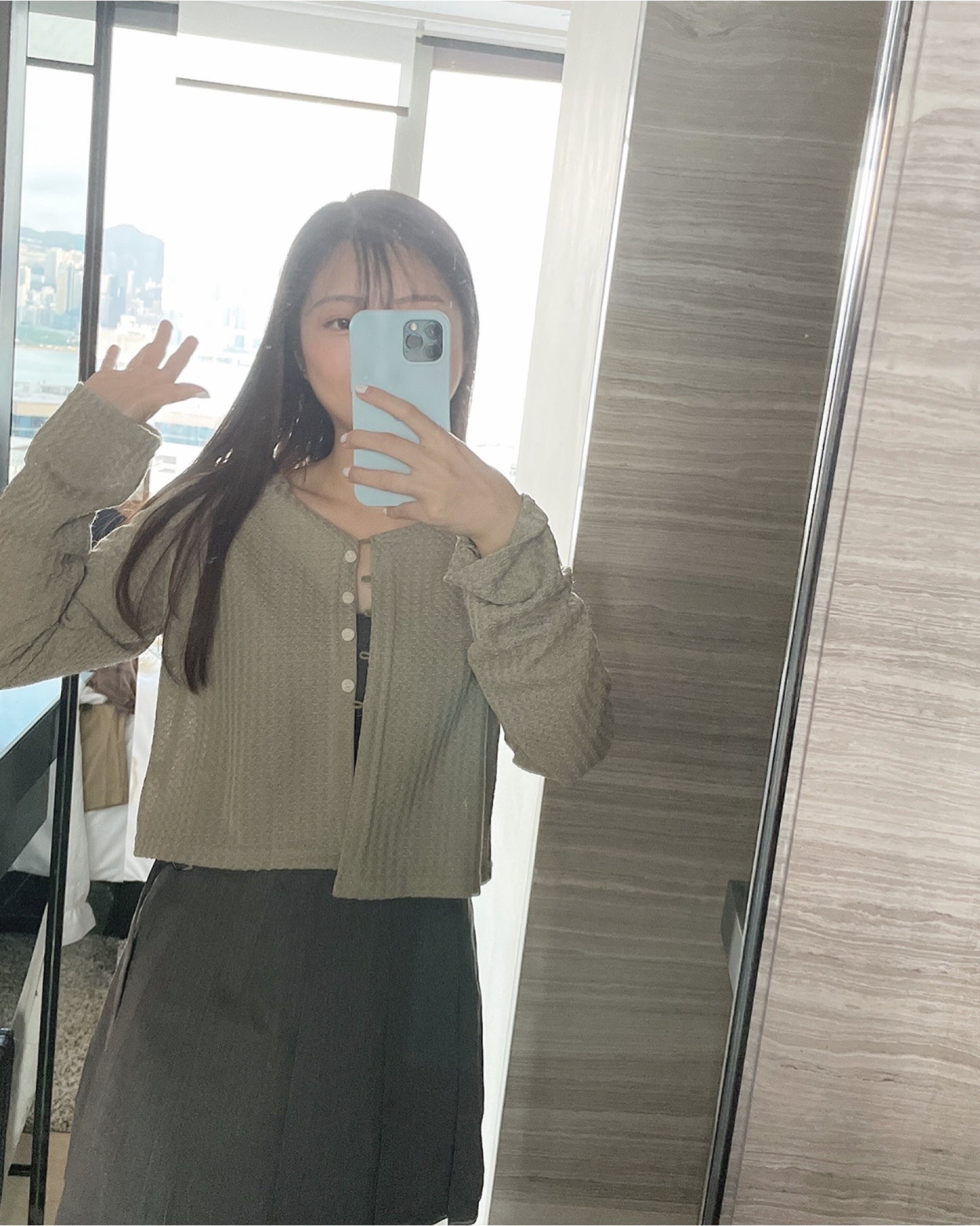 小格網針織外套♥