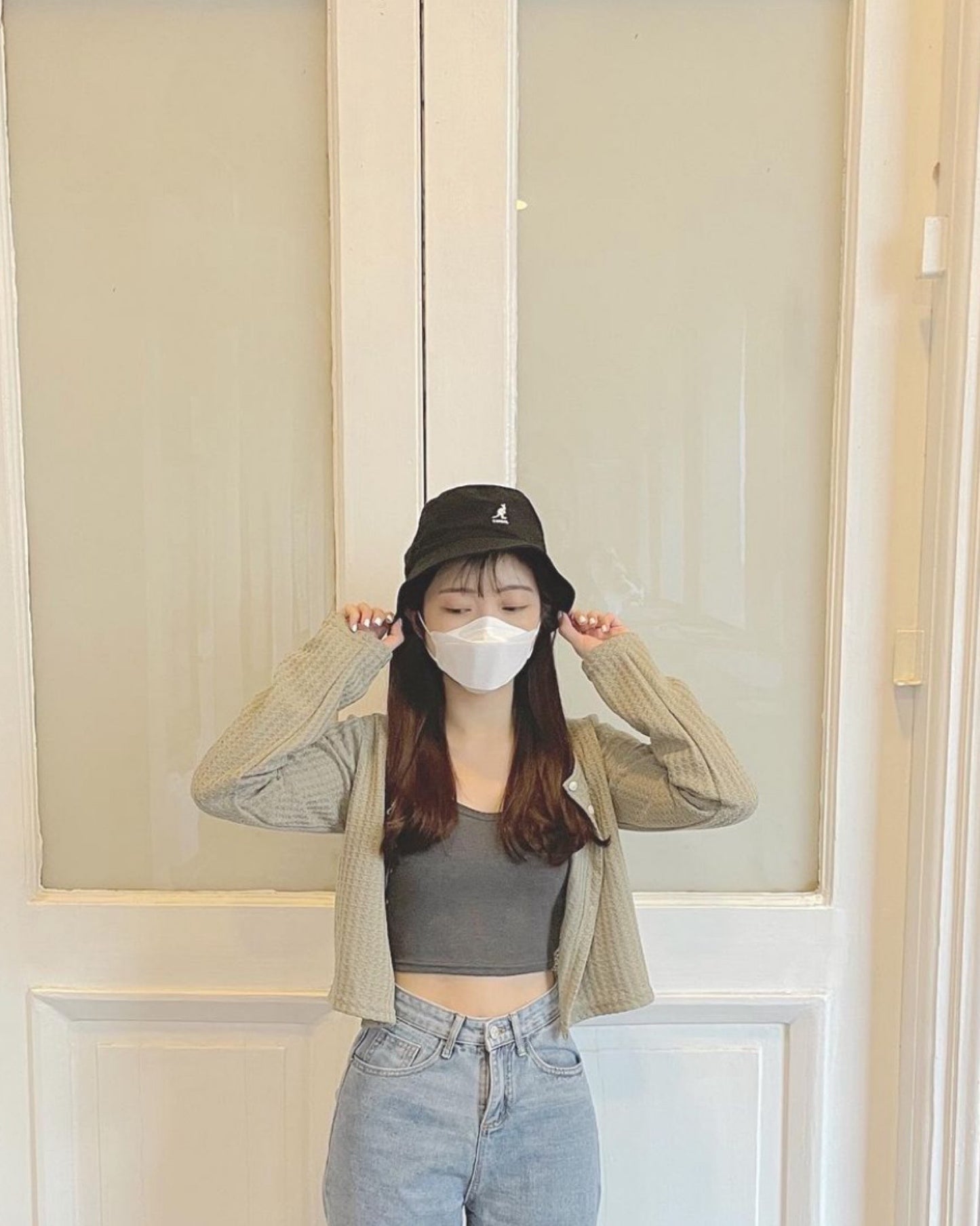 小格網針織外套♥