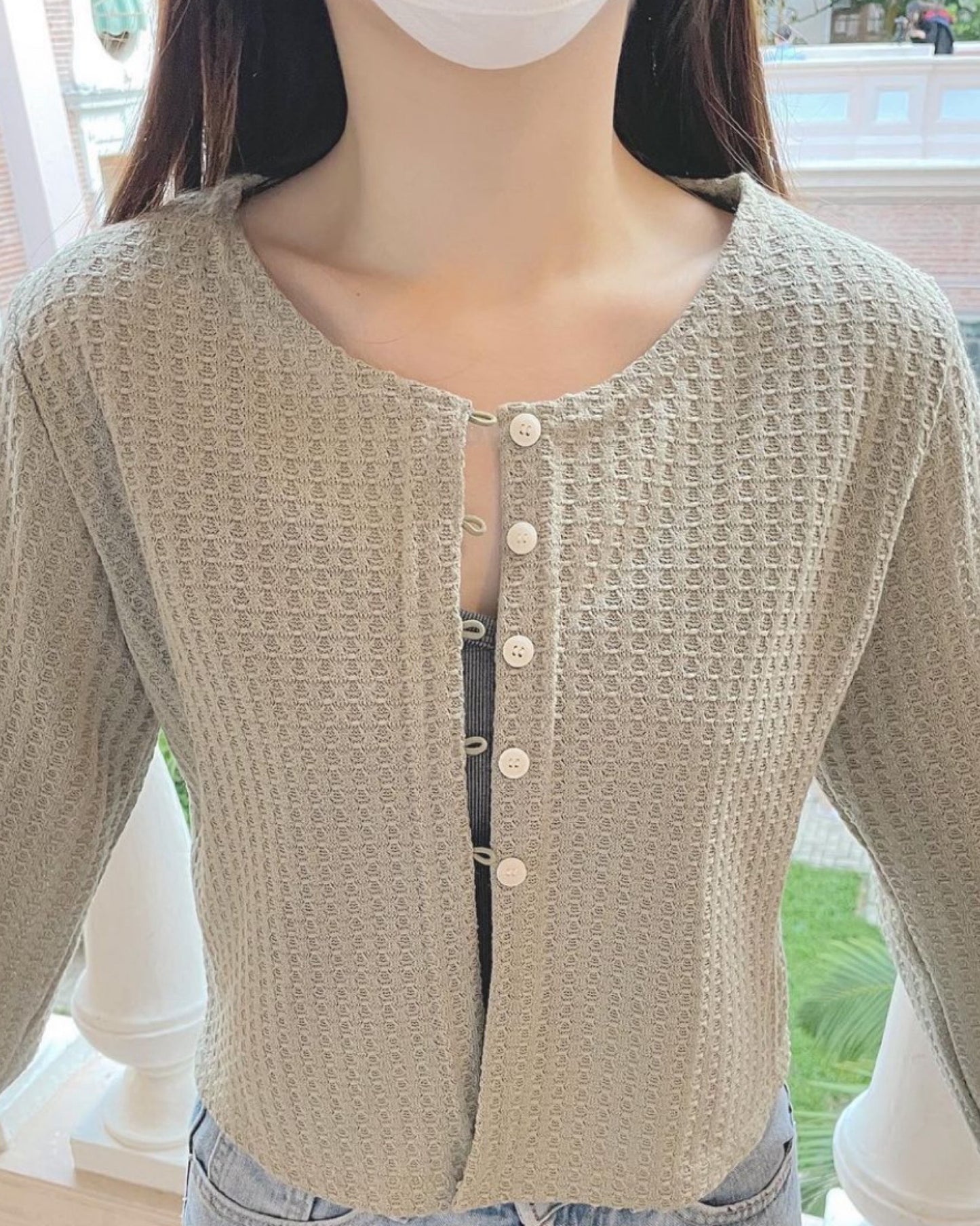 小格網針織外套♥