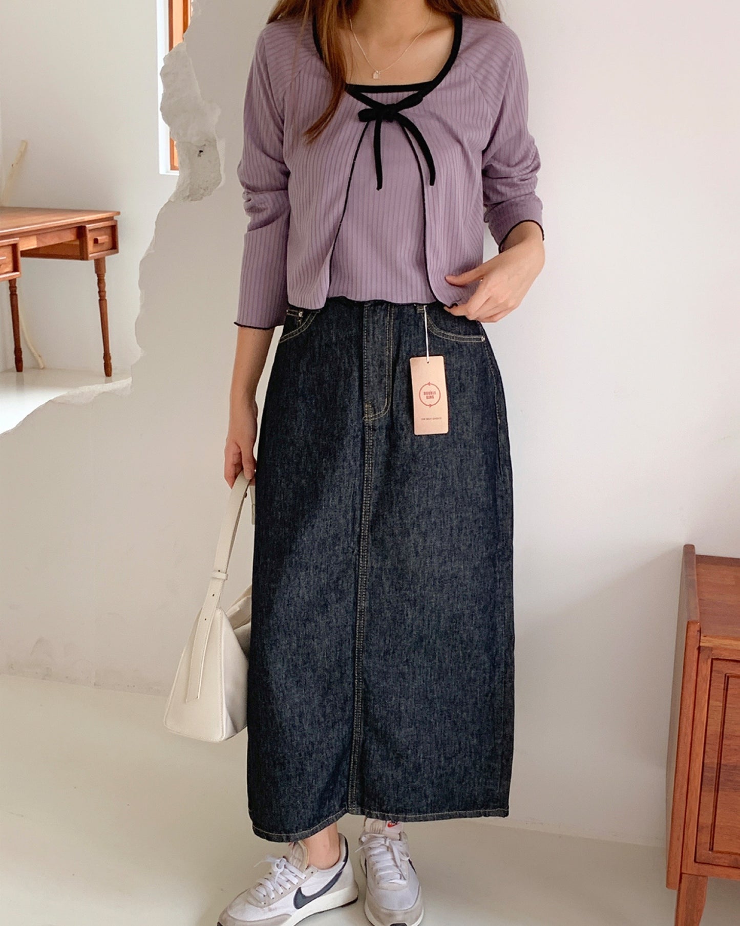 【𝗚𝗶𝗿𝗹𝘆+𝟰季必備.ᐟ.ᐟ】綁帶直條紋𝗦𝗲𝘁