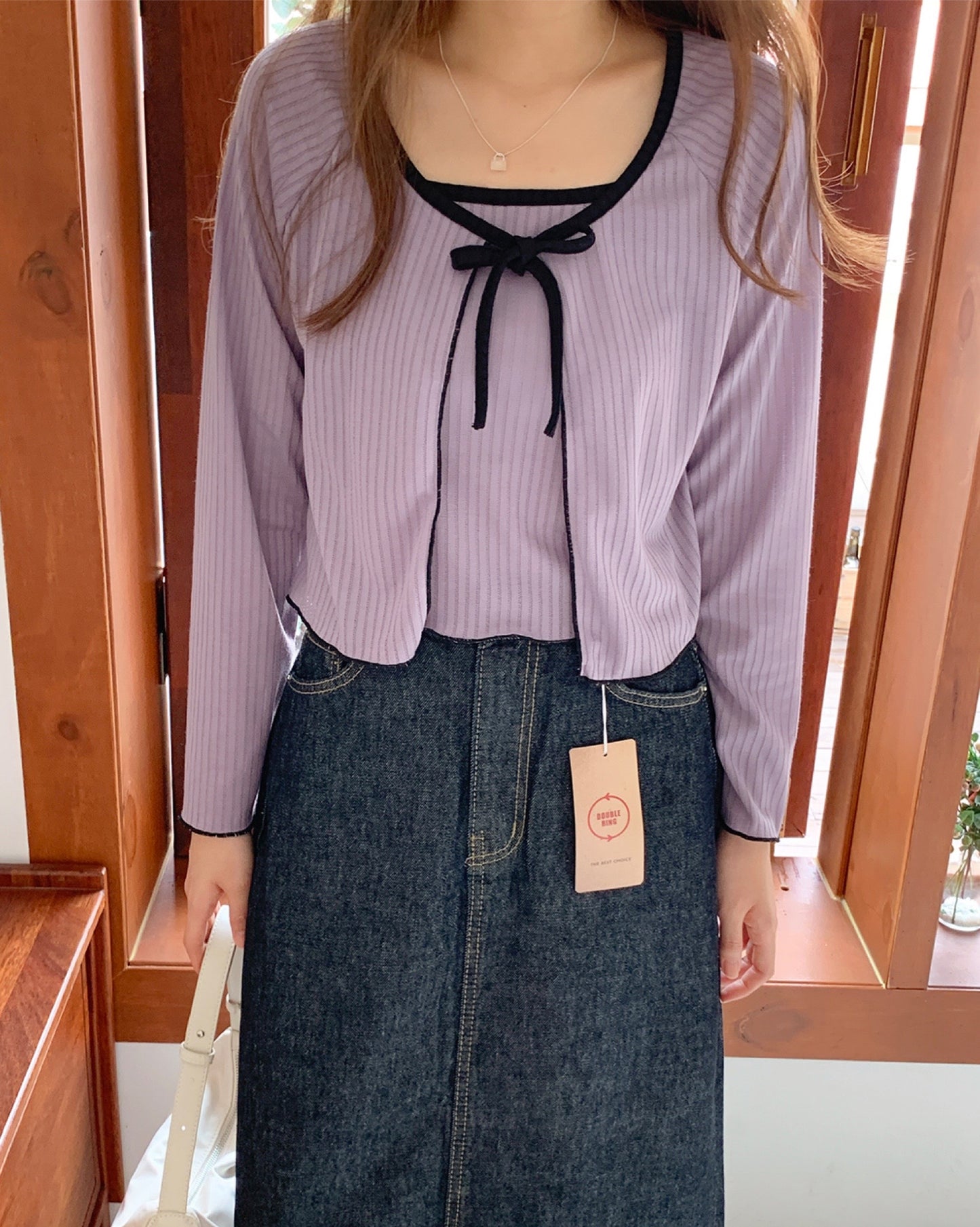 【𝗚𝗶𝗿𝗹𝘆+𝟰季必備.ᐟ.ᐟ】綁帶直條紋𝗦𝗲𝘁