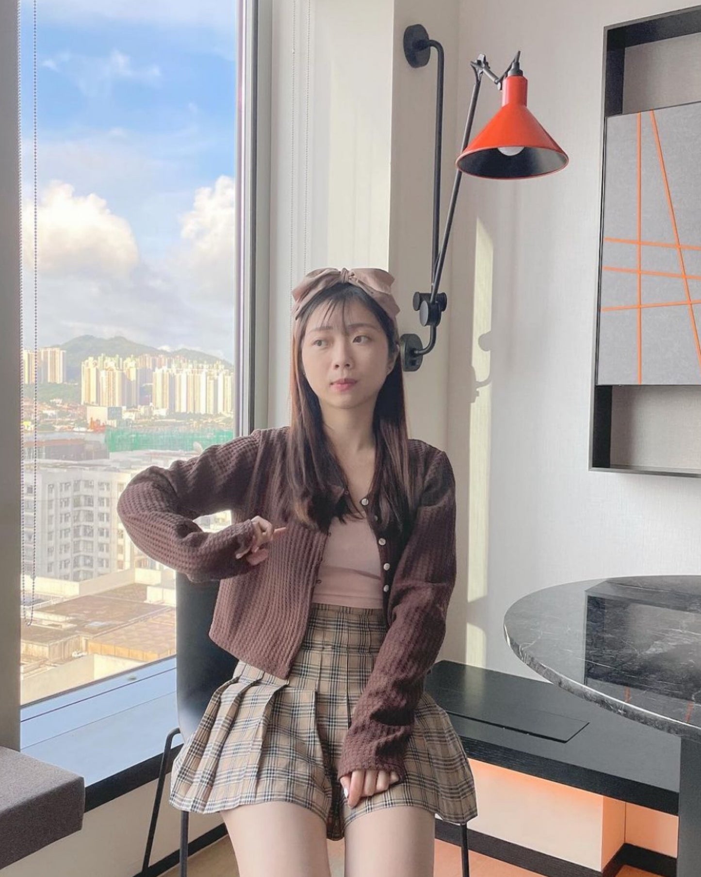 小格網針織外套♥