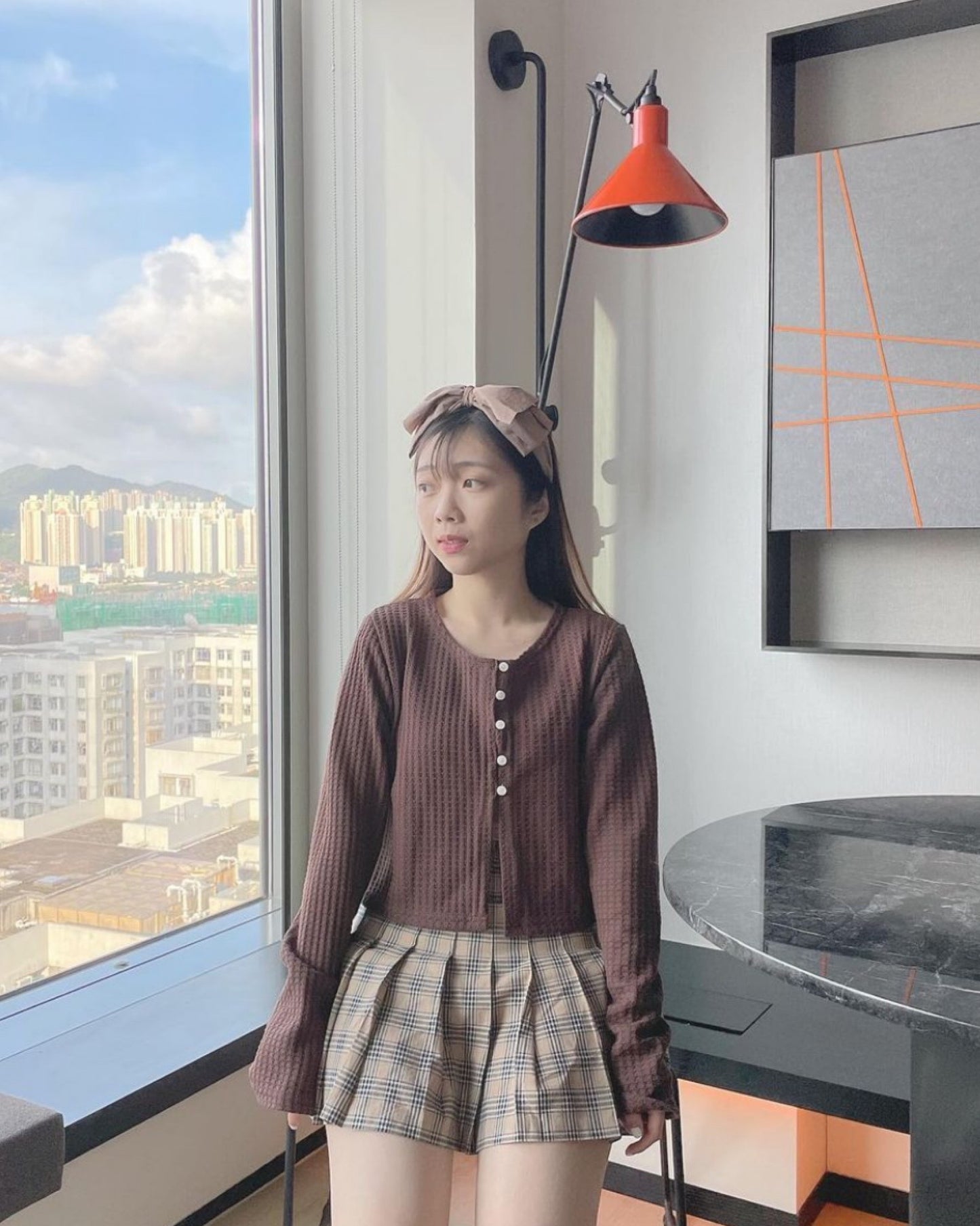 小格網針織外套♥