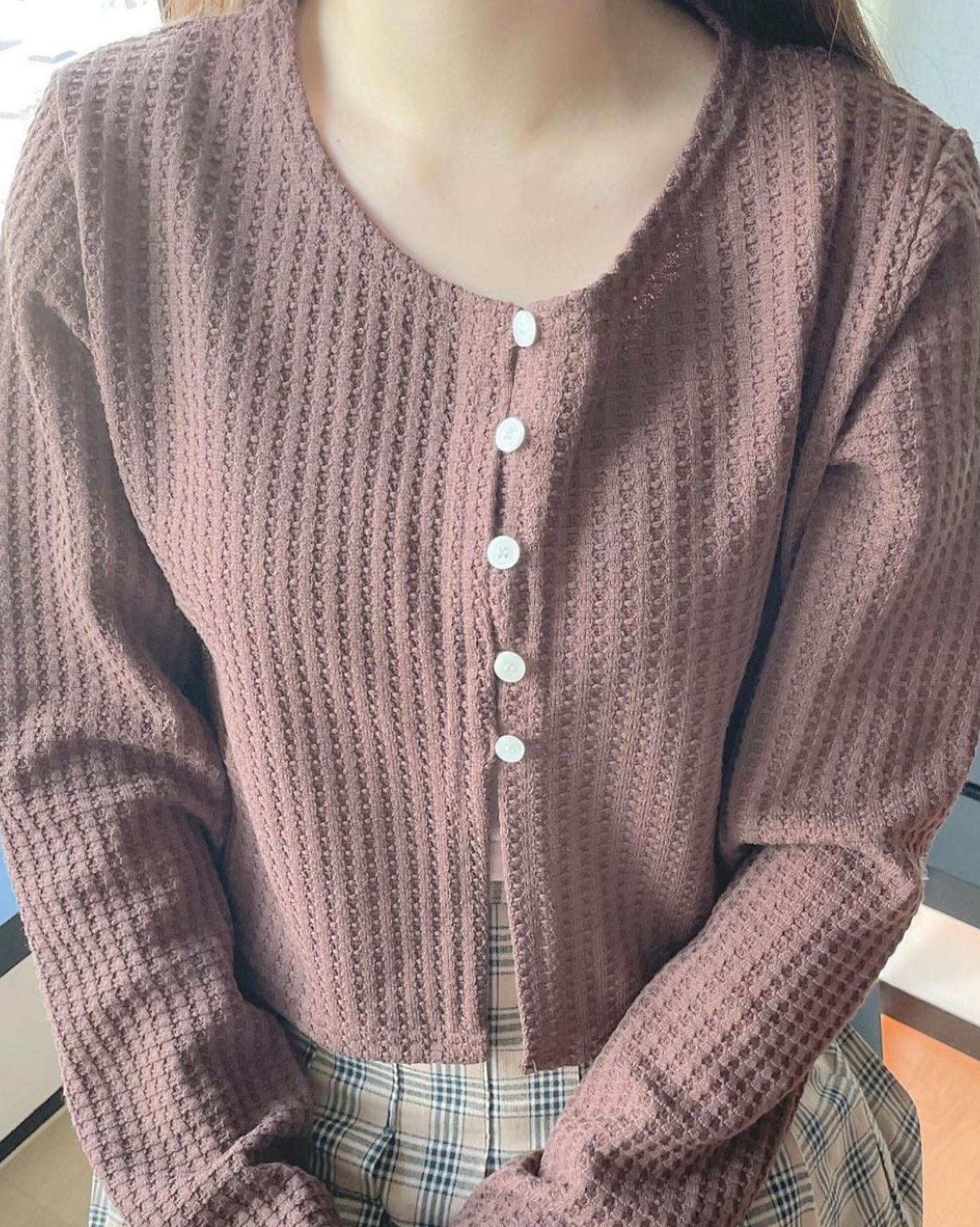 小格網針織外套♥