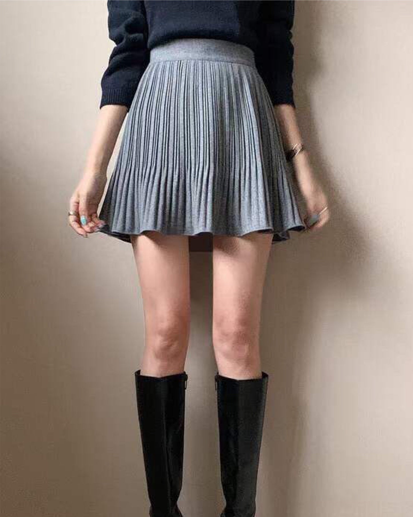 【韓國大熱.ᐟ.ᐟ】高腰百褶裙褲