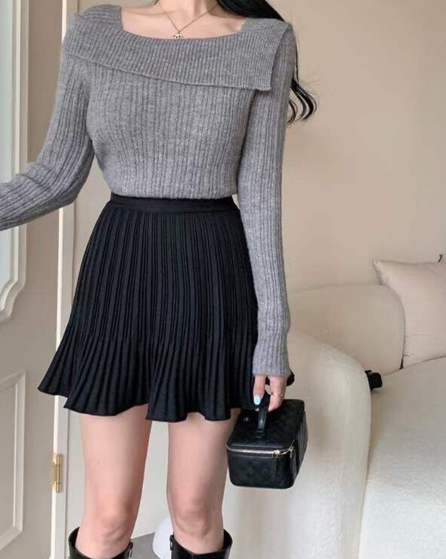 【韓國大熱.ᐟ.ᐟ】高腰百褶裙褲