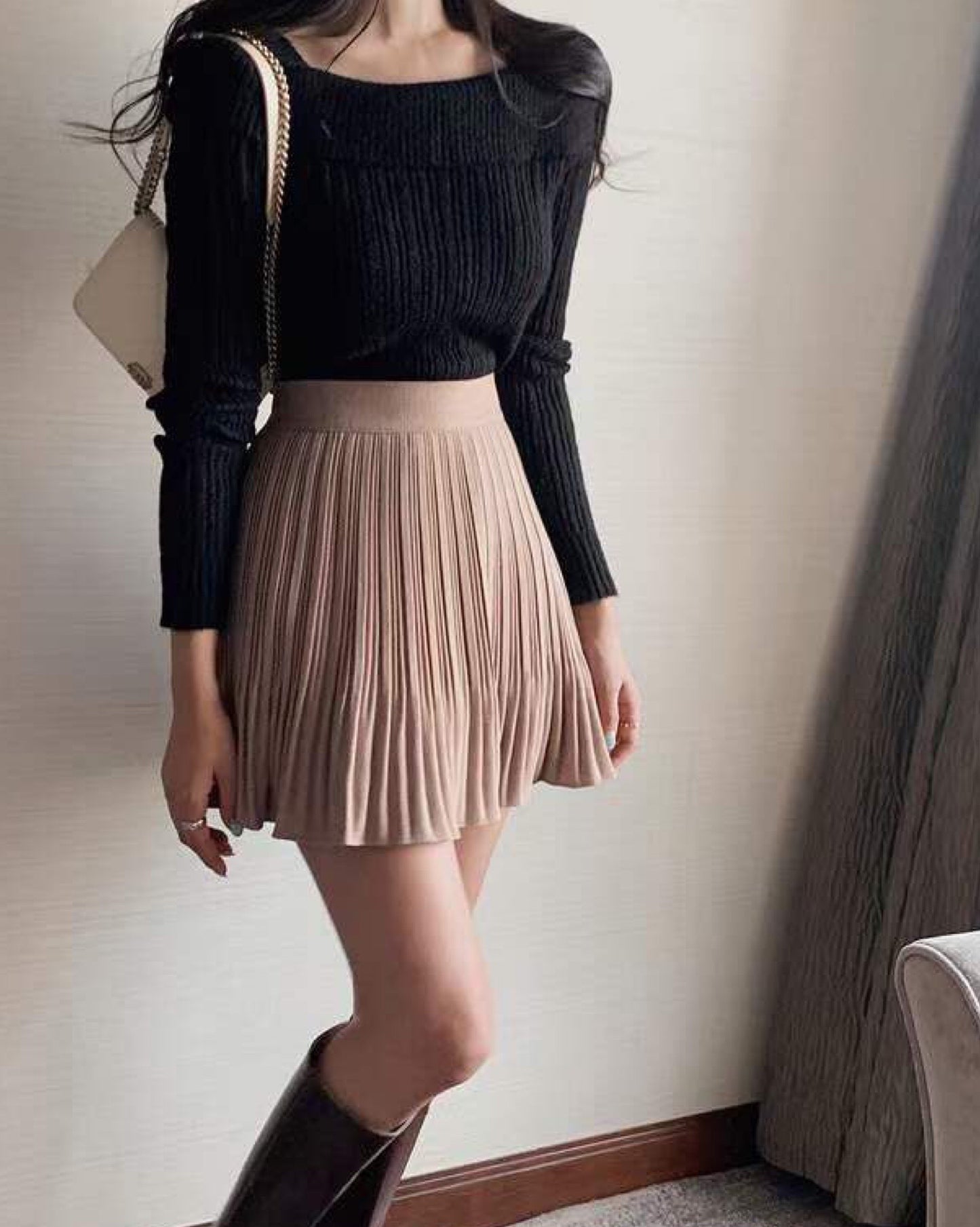 【韓國大熱.ᐟ.ᐟ】高腰百褶裙褲