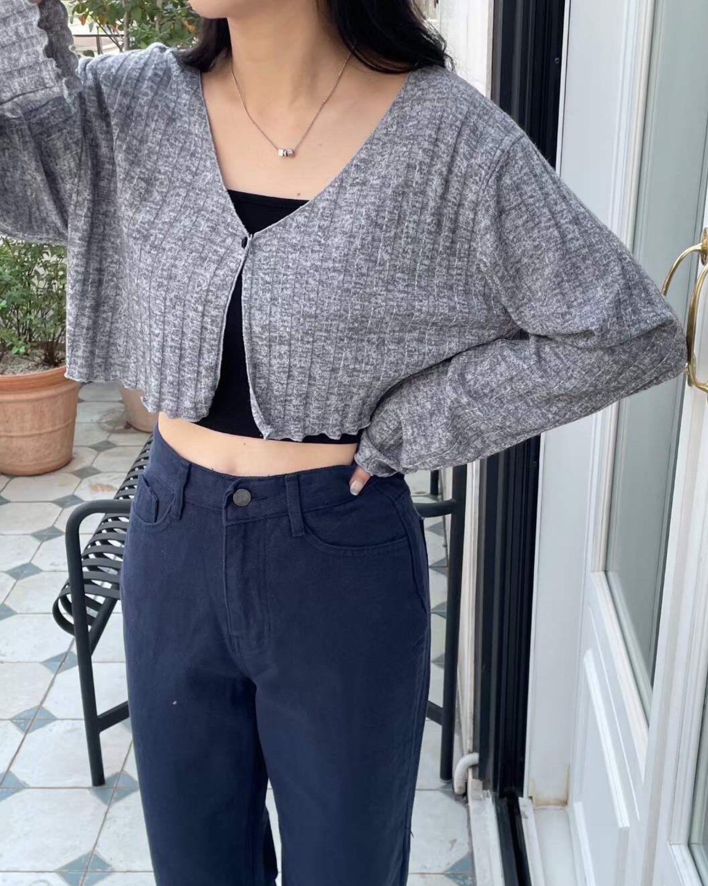 【𝗛𝗼𝘁 𝗜𝘁𝗲𝗺.ᐟ.ᐟ】小皺皺針織外套