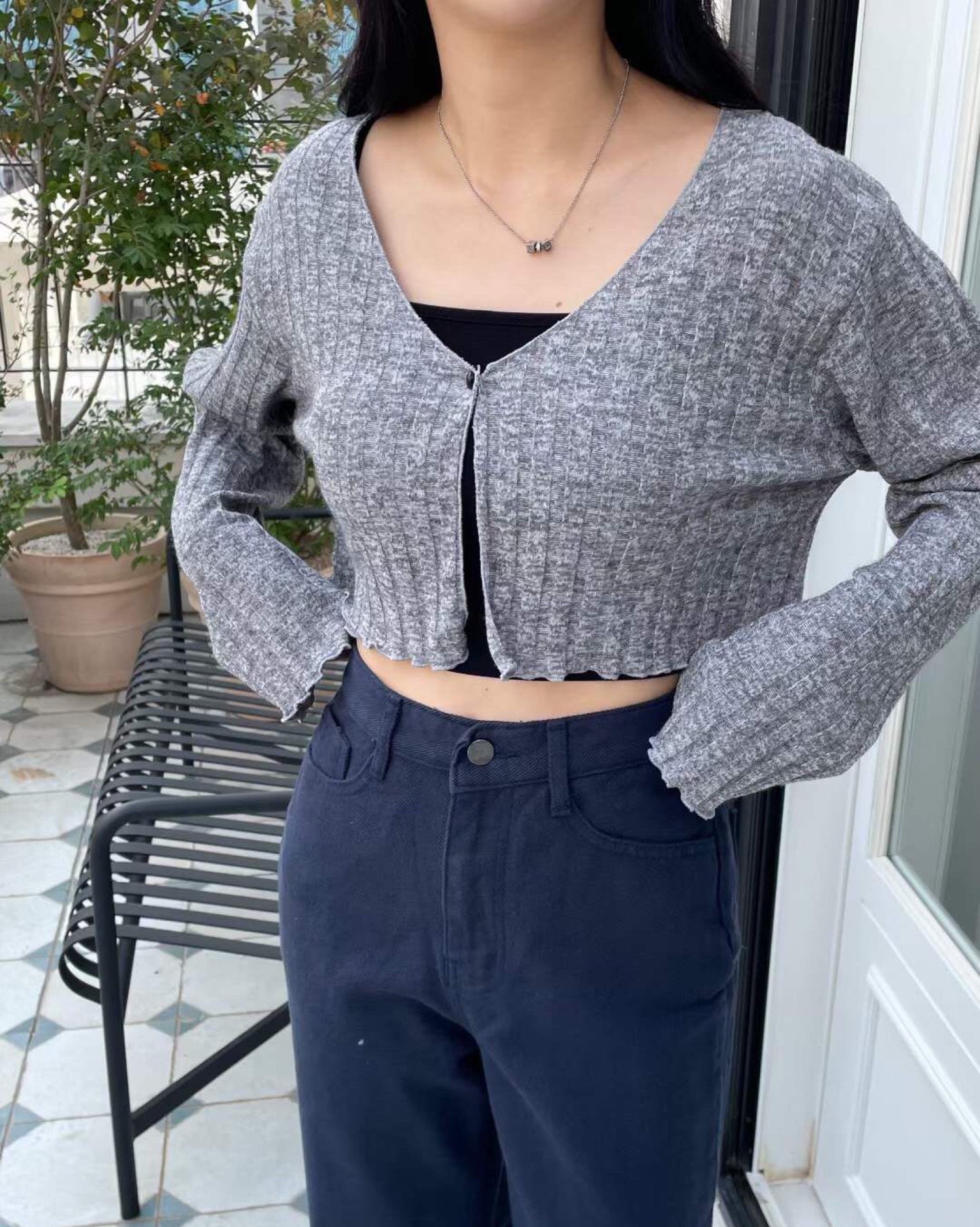 【𝗛𝗼𝘁 𝗜𝘁𝗲𝗺.ᐟ.ᐟ】小皺皺針織外套