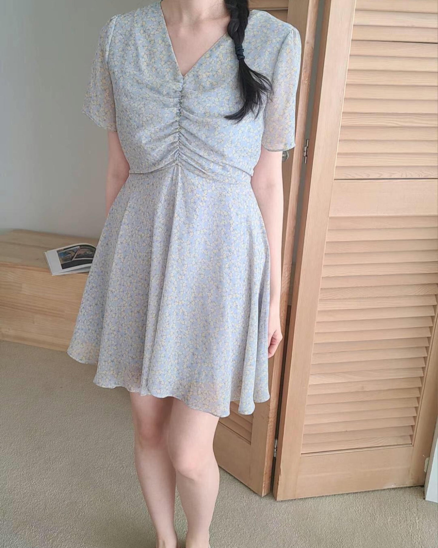 【超美碎花紋.ᐟ.ᐟ】小𝗩碎花連身裙